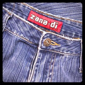 Denim Stripe Wide Leg Blue Jeans Size 7